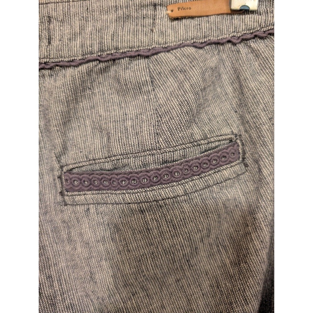 Anthropologie Pilcro Linen Embroidered Lace Wide Leg Low Rise Pants 2P Petite - Picture 6 of 11